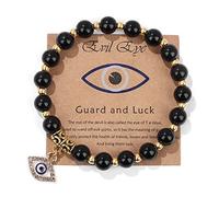 Pingyongchang Pink Evil Eye Bracelets for Women Inspirational Bracelets for Friends Lovers Families Mal De Ojo Protection Bracelet Natural Stone Beads Bracelet, M, Stone, no gemstone