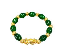 Pingyongchang PiXiu Beaded Stretch Bracelets Feng Shui Wealth Luck Jade Charm Bracelet Chinese Traditional Lucky Protection Jewelry Gifts for Women Men, S, Zinc, no gemstone
