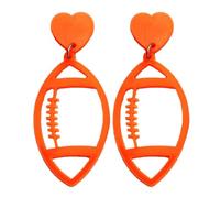 Pingyongchang Retro Football Neon Acrylic Earrings Game Day Earrings for Women Cute Heart Rugby Lightweight Dangle Drop Earrings Football Team Supports Earrings Sports Lover Jewelry, Metal Acrylic