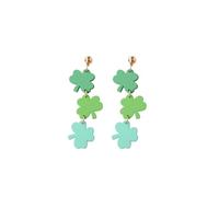 Pingyongchang St. Patrick's Day Earrings Lucky Green Clover Leaf Glittle Acrylic Dangle Drop Earrings Cute Handmade Irish Shamrock Earrings for Women Holiday Jewelry, Metal Acrylic, No Gemstone