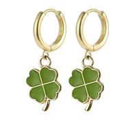 Pingyongchang St.Patrick's Day Enamel Hoop Earrings Cute Shamrock Green Clover Leaf Lightweight Hoop Earrings for Women Irish Festive Holiday Jewelry Gifts, Metal, No Gemstone