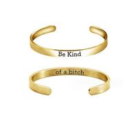 Pingyongchang Stainless Steel Be Kind...of A Bracelets Punk Engraved Inspirational Cuff Bracelet Jewelry Gifts for Women, S, Zinc, no gemstone