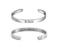 Pingyongchang Stainless Steel Be Kind...of A Bracelets Punk Engraved Inspirational Cuff Bracelet Jewelry Gifts for Women, S, Zinc, no gemstone