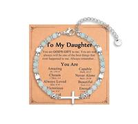 Pingyongchang Stainless Steel Cross Beaded Bracelets Catholic Religious Natural Beads Bracelets Christian Faith Jewelry Gifts for Women, S, Zinc, no gemstone
