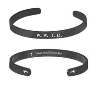 Pingyongchang Stainless Steel WWJD Bracelet Bracelets What Would Jesus Do Punk Engraved Cross Cuff Bracelet Christian Jesus Jewelry Gifts for Women Men, S, Zinc, no gemstone