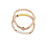 Pingyongchang Teacher Appreciation Bracelet Cute Handmade Ploymer Clay Bracelet Love Teach Inspire Letter Beaded Stretch Bracelet for Women Back to School Jewelry Teacher Graduation Gift, 14 inches
