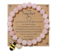 Pingyongchang Teacher Appreciation Bracelet Cute Handmade Ploymer Clay Bracelet Love Teach Inspire Letter Beaded Stretch Bracelet for Women Back to School Jewelry Teacher Graduation Gift, Metal beads