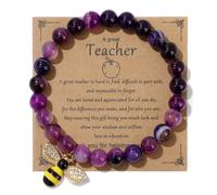 Pingyongchang Teacher Appreciation Bracelet Cute Handmade Ploymer Clay Bracelet Love Teach Inspire Letter Beaded Stretch Bracelet for Women Back to School Jewelry Teacher Graduation Gift, Metal beads