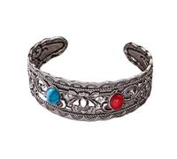 Pingyongchang Vintage Turquoise Cuff Bracelet Western Butterfly Opening Bracelet Bohemian Retro Gold Silver Punk Bracelet Holiday Party Jewelry Gifts for Women Men, S, Zinc, no gemstone