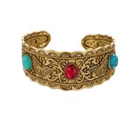 Pingyongchang Vintage Turquoise Cuff Bracelet Western Butterfly Opening Bracelet Bohemian Retro Gold Silver Punk Bracelet Holiday Party Jewelry Gifts for Women Men, S, Zinc, no gemstone
