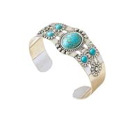Pingyongchang Western Cuff Bracelets for Women Boho Turquoise Bangle Bracelet Chic Vintage Chunky Cuffs Country Concert Outfit Jewelry Gift, S, Zinc, no gemstone