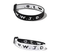 Pingyongchang WWJD Braided Rope Bracelet What Would Jesus Do Letter Hnadmade Bracelets Protection Pray Bracelet Inspirational Religious Christian Jewelry for Women Men-Black White W