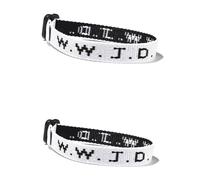 Pingyongchang WWJD Braided Rope Bracelet What Would Jesus Do Letter Hnadmade Bracelets Protection Pray Bracelet Inspirational Religious Christian Jewelry for Women Men-2Pcs White W