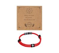 Pingyongchang WWJD Cross Braided Rope Bracelet for Women Men Jesus Religious Adjustable Surfer Bracelet with Gift Message Card Christian Lucky Protection Jewelry Friendship Couple Gift, Metal, alloy