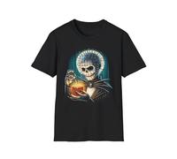 Pinhead as Jack Skellington T-Shirt - Horror Meets Halloween Mashup Tee Black M