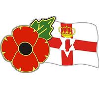 Pinhead POPPY DAY STICKER WITH POPPY AND ULSTER FLAG - Ideal for cars, tablets, laptops, phones, scooters... (Large)