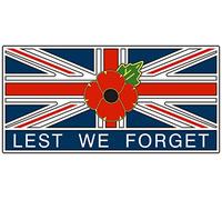 Pinhead POPPY STICKER WITH UNION JACK LEST WE FORGET - 2, Ideal for cars, tablets, laptops, phones, scooters. (Small (you get 2 stickers))