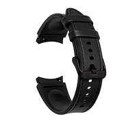 PINHEN Galaxy Watch 7/6/5/4 40mm 44mm Band,20mm Hybrid of Leather and Silicone Strap Compatible with Samsung Galaxy Watch 4 Classic 46mm 42mm Replacement Band for Women Men(Black)