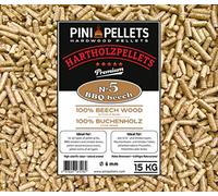 PINI Beech Wood Pellets, 100% Pure, No Bark, 15 Kg, Ideal for Grilling, Smoking, Pizza Ovens