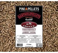 PINI Cherry Wood BBQ Pellets 10 kg, Premium Quality, Natural, Low Ash, High Calorific Value, Ideal for Grilling & Smoking, Pure Hardwood Pellets for Pellet Grills & Smokers