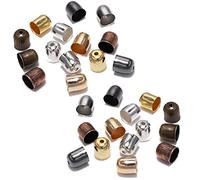 PiniceCore 100pcs Leather Cords Bracelets Buckle Finding End Tip Tassel Caps Crimp End Beads Caps for Diy Jewelry Making