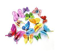 PiniceCore 12pcs Butterflies Fridge Magnets Wall Home Decor Multicolor Double Layer Sticker for Decoration on the Living Room