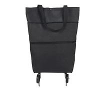 Pinicecore 1pc Folding Shopping Bag Shopping Buy Food Trolley Bag on Wheels Bag Buy Vegetables Shopping Organizer Portable Bag, Black, 39x48cm