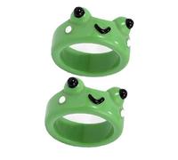 PiniceCore 2 Pcs Cute Frog Resin Rings 3d Animal Ring Funny Personalized Jewelry Gift for Birthday Christmas Day Gift for Women Girls