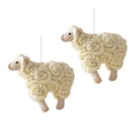 PiniceCore 2pcs Plush Sheep Pendant Car Hanging Ornaments Handmade Wool Felt Charm for Home Party Tree Decoration