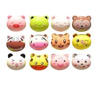 PiniceCore 5pcs Cute Cartoon Toothbrush Holder Head Toothbrush Grip Kids Animal Shaped Toothbrush Cover Cartoon Sucker (Random Style)