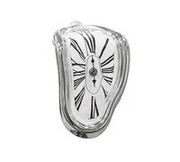 PiniceCore Creative Seated Twisted Clock Melting Clock Table Corner Clock Roman Numeral Clock Retro Deformation Time Clock (silver)