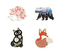 PiniceCore Forest Garden Pin Custom Cat Bear Hedgehog Brooches Bag Lapel Pin Cartoon Animal Badge