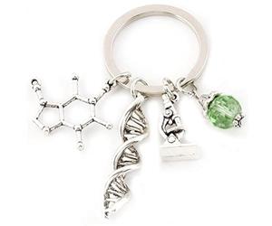 PiniceCore Science Keychain with Neuron Pendant, Microscopes DNA Doctor Design, Anatomy Neurology Biology Gift for Teachers, Unisex