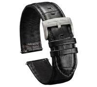 pininfarina Croco Pattern Watch Strap - Genuine Italian Leather 22 mm Band for Senso Hybrid Smart Watch with Steel Buckle & Quick Release - Black Croco Pattern with Steel Buckle