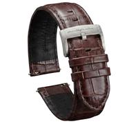 pininfarina Croco Pattern Watch Strap - Genuine Italian Leather 22 mm Band for Senso Hybrid Smart Watch with Steel Buckle & Quick Release - Dark Brown Croco Pattern with Steel Buckle