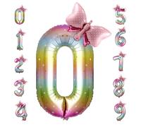 Pink 0 Balloons, 40 Inch Giant Light Pink Helium Foil Number 0-9 for Girls, Self Inflating 1st Birthday Balloon for Women Anniversary Baby Shower Princess Party Decorations Supplies(number bollion 0)