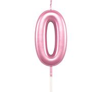 Pink 0 Number Candle Boys Birthday Wedding Anniversary New Year Party Cake Decorations Topper
