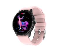 (Pink) 1.28 inch Large Round Display Real-Time Body Temperature Detection Heart Rate Blood Oxygen Pressure Monitor 45 Days Long Standby BT5.0 Smart Watch