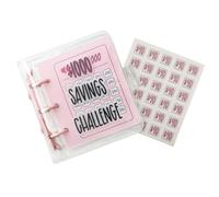 Pink $1000 Mini Savings Challenge Binder,Mini Money Budget Book Challenge Binder Money Saving Wallet Budget Challenge Loose Leaf Book with 25 Cash Envelopes Stickers for Cash Saving Organizer
