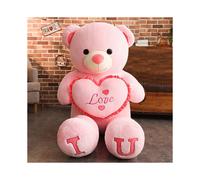 (Pink, 100cm) 100cm Big I LOVE YOU Teddy Bear Plush Toy Lovely Huge Stuffed Soft Bear