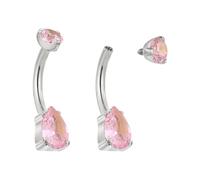 (Pink 10mm) 1PC Titanium 14G Internally Threaded 10mm Bar Navel Piercing Ring Belly Button Barbell Gem Body Jewellery