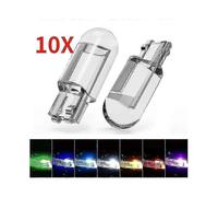 （Pink） 10pcs W5w 194 T10 Glass Housing Cob Car LED Bulb 6000k White Green Blue Red Wedge License Plate Lamp Dome Light White