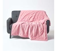 (Pink, 125 x 150 cm) Velvet Quilted Throw