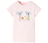 vidaXL Kids Soft Pink T-Shirt with Cute Cartoon Design and Short Sleeves, Comfortable Cotton Blend Material, Size 128 Suitable for Aged 7-8