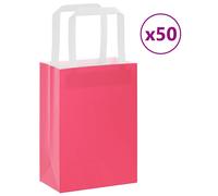 vidaxl kraft paper bags with handles - pink 15x8x21 cm - 50 pcs - durable & recyclable packaging