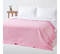 Homescapes Cotton Gingham Check Pink Throw, 150 X 200 Cm
