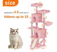 (Pink) 158cm Cat Tree Multi Level Cat Scratching Post Kitten Scratching Post Climbing Activity Centre