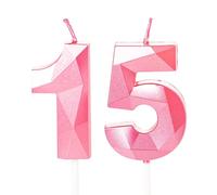 Pink 15th Birthday Candles Number 15 Candles for Birthday Cake, 15th Candles Pink 15 Birthday Candles for Cake, 15th Birthday Cake Toppers Cake Decorations for 15 Year Old Girls Pink