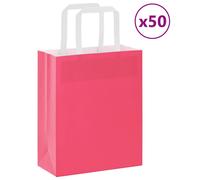 (pink, 18 x 8 x 22 cm) vidaXL Paper Bags 50 pcs with Handles White 54x15x49 cm Paper Grocery Bag