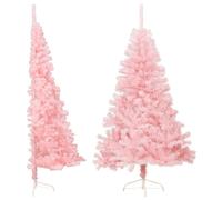 Pink 180 cm Artificial Half Christmas Tree with Stand, PVC & Steel Space-Saving